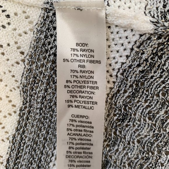 WHBM Knit Striped Open Front Cardigan with Gold Fringe | Coastal Grandmother - Picture 12 of 13